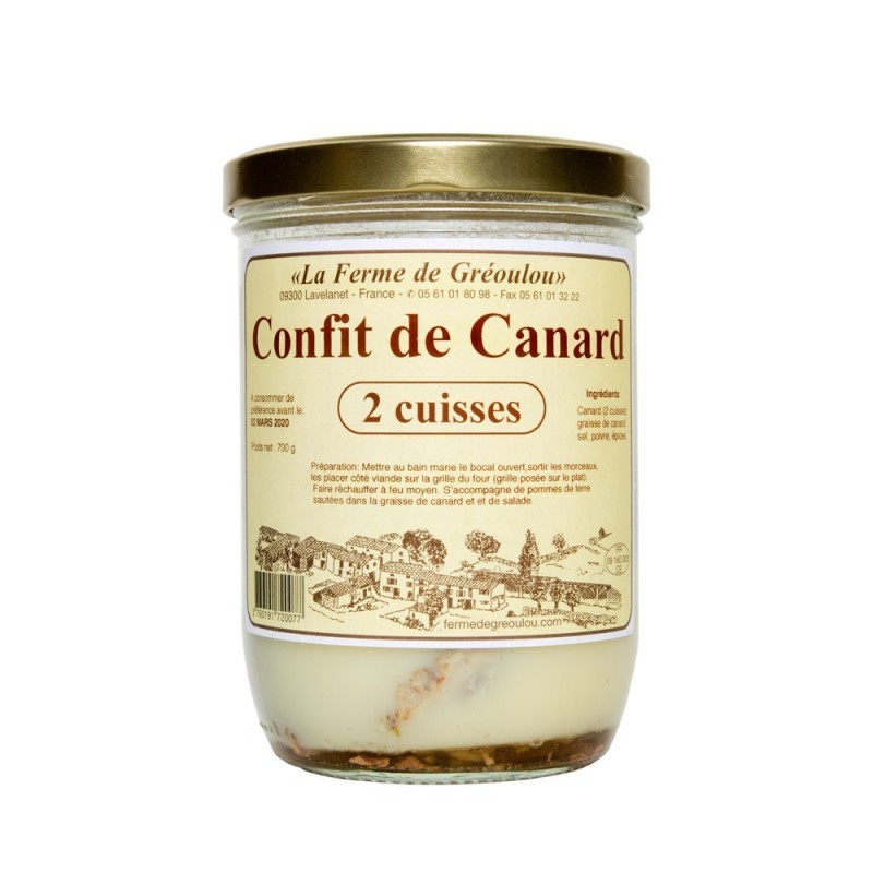 Confit de Canard 2 Cuisses La Ferme de Gréoulou