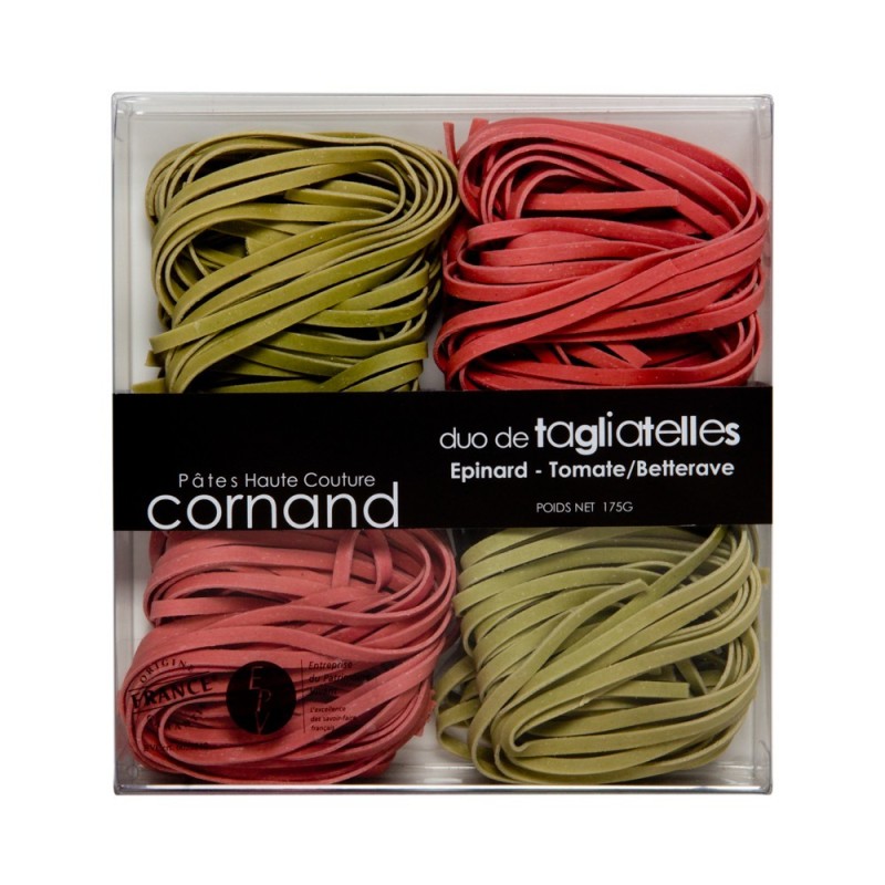 Duo de Tagliatelles Épinard Tomate Betterave Pâtes Cornand
